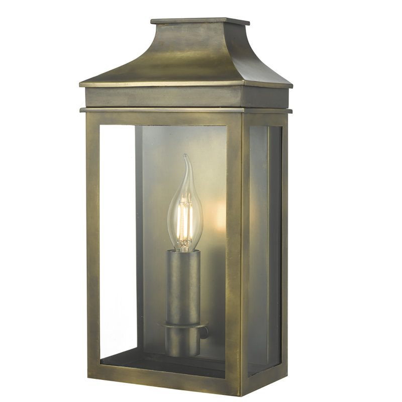 Aagman Outdoor Wall Lantern, Weathered Brass