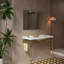 Lavabo de console de salle de bain 48 po, lavabo mural avec pieds en acier inoxydable-1559510682-1559510684