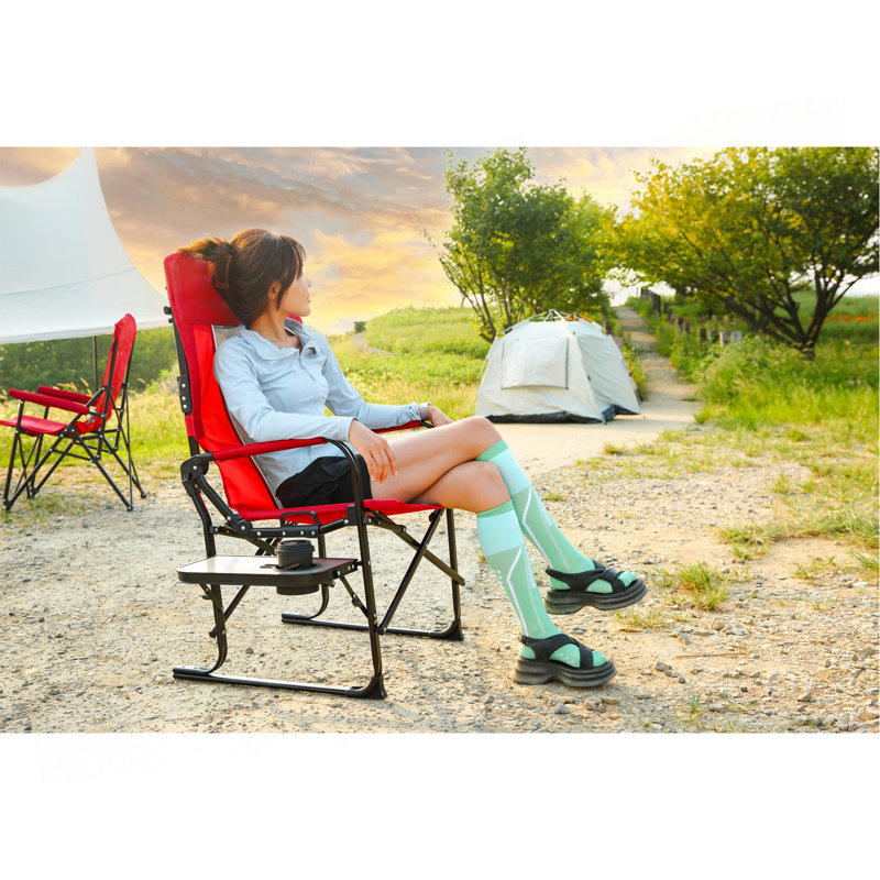 Camping Directors Chair, Heavy Duty,Oversized Portable Folding Chair With Side Table, Pocket For Beach, Fishing,Trip,Picnic,Lawn 
Red