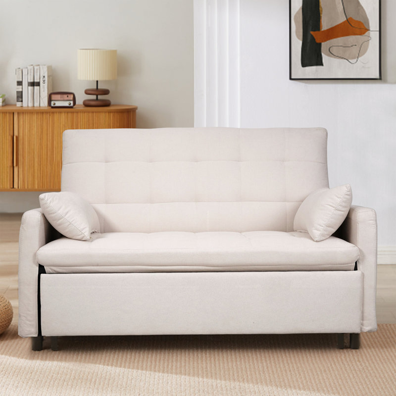 Oversized 61'' Convertible Sleeper Sofa Bed, Beige