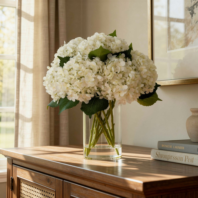 Allan Hydrangea Floral Arrangement, White