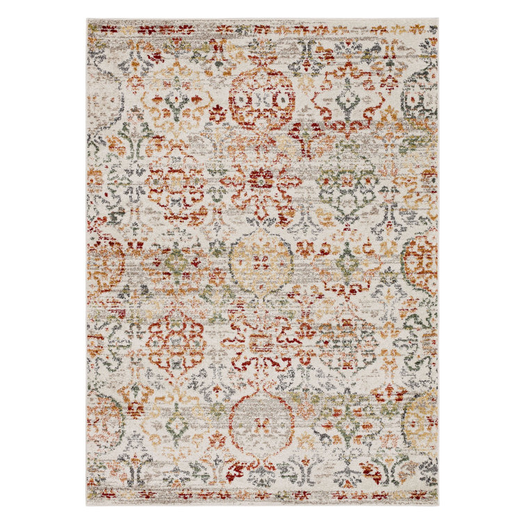 Ingleby Red Distressed Ornamental Area Rug