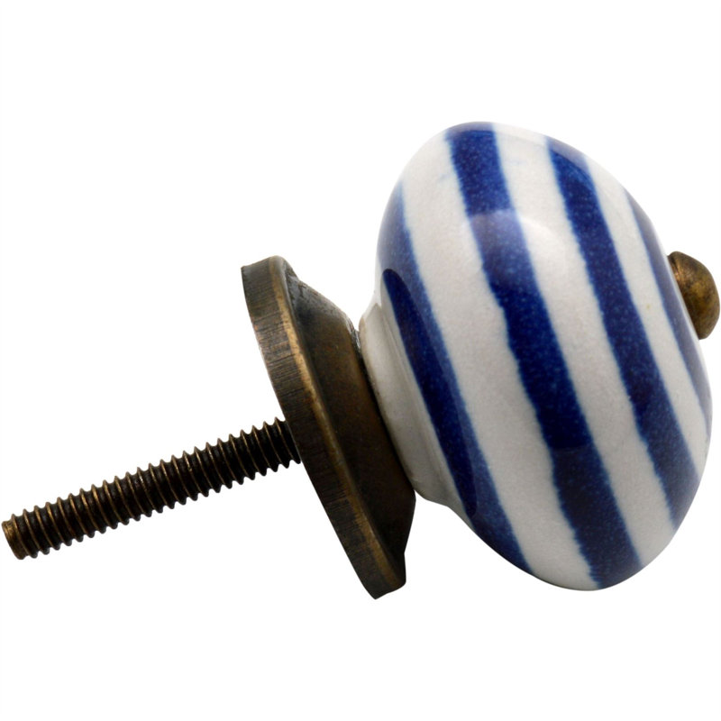 Nicola Spring - Round Ceramic Cabinet Knobs, White/Navy