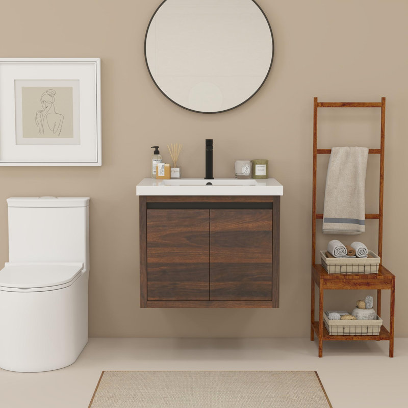 Ensemble de meuble-lavabo 24 po avec armoires 24 po, Noyer de Californie