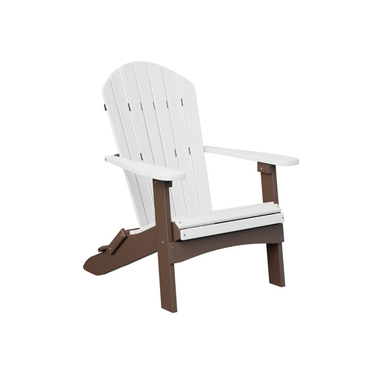 Berlin Gardens Comfo Back Folding Adirondack Chair, White/Chocolate Brown