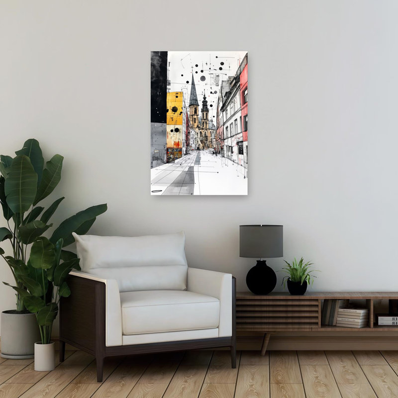 Art urbain urbain abstrait croquis urbain coloré, H 36 po x l 24 po