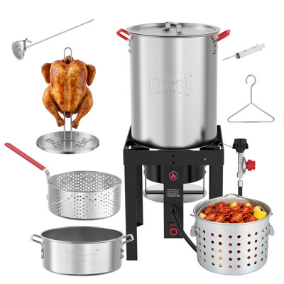 FEASTO 30 QT Turkey Fryer & 10 QT Fish Fryer Kit, 50,000 BTU