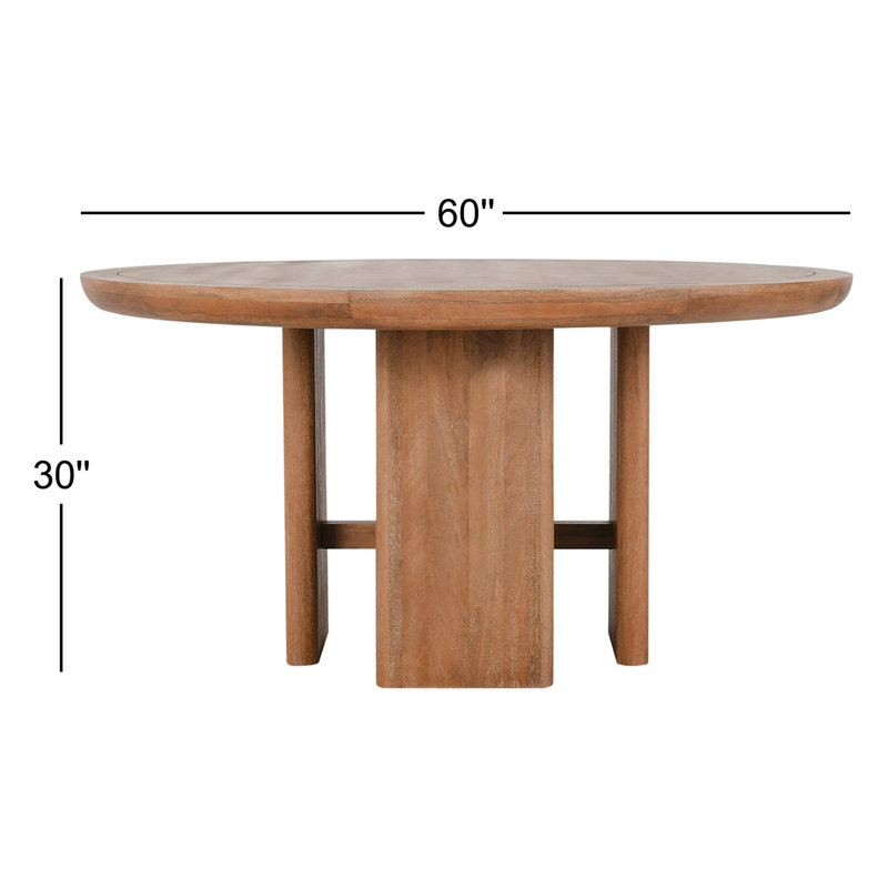 Selena Round Solid Wood Dining Table, Brown
