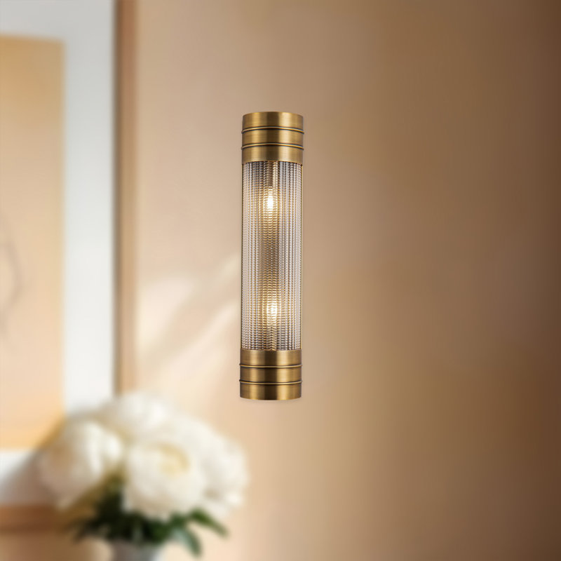 Éclairage pour meuble-lavabo 2 lumières Willard, Laiton rétro, Prismatique transparent