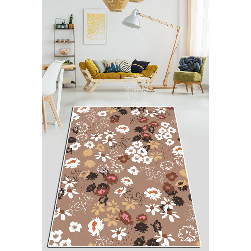 Elegant Blue Area Rug, 4.6 x 6.2 Feet | 100% Polyester, 0.16 in Pile Height, 0.39 in Total Thickness | Antibacterial, Non-Slip Underside, Machine Washable | Perfect for Living Room, Bedroom & Home Decor