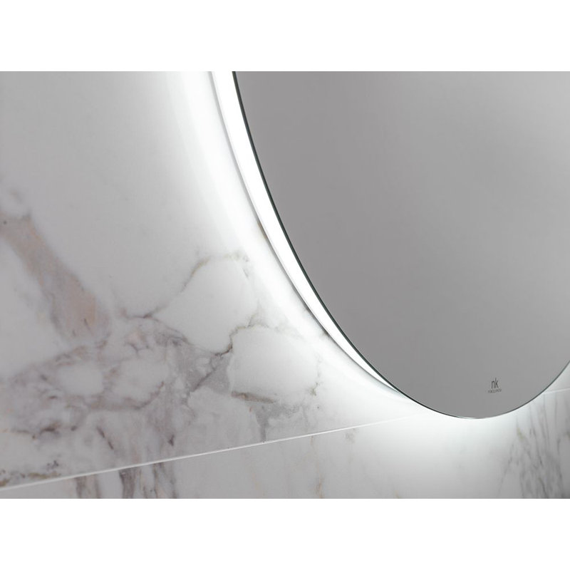 Round Flat Beveled Lighted Wall Mirror, 31.5" x 31.5"