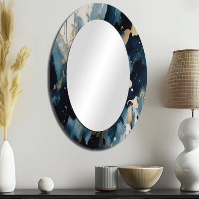 Miroir mural moderne bleu et doré