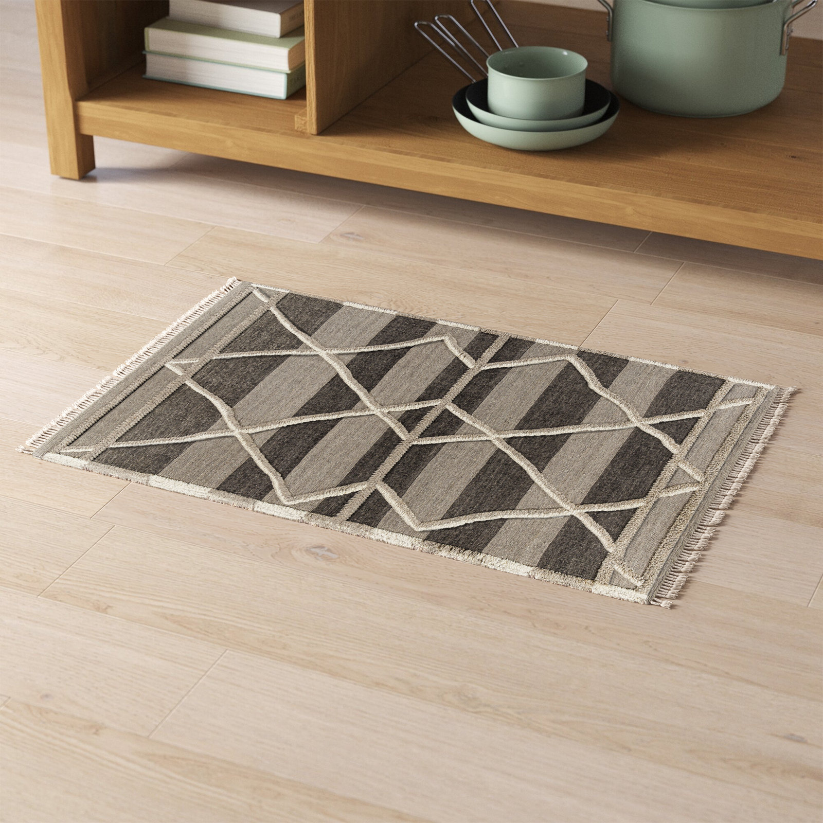 Leanna Hand-Knotted Gray Moroccan Rug, Rectangle 2' x 3'