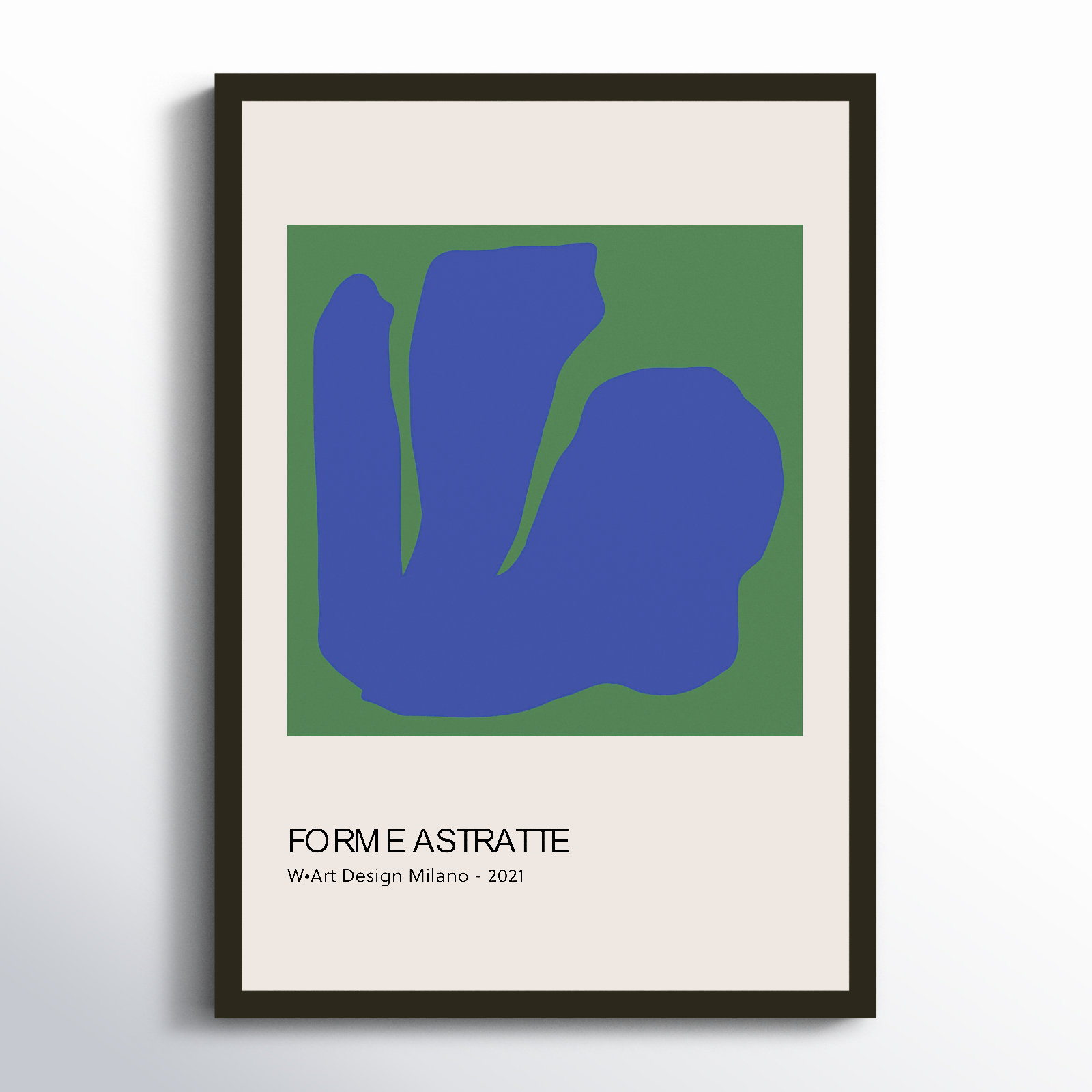 Forme Astratte Blue & Green by Romina Gadler, Black Framed Paper, 20" H x 14" W x 1.25" D