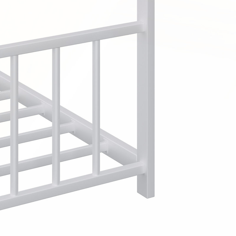 Children's Bed Frame with LED Light Strips, White, Full / Double