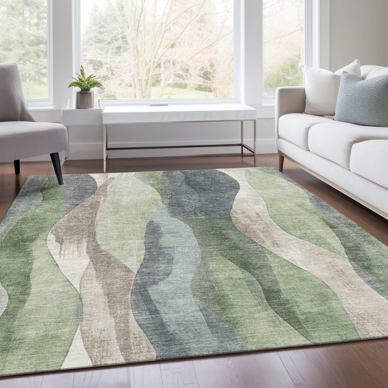 Tapis intérieur / extérieur lavable à la machine Xhevrie, Rectangle 10 pi x 14 pi