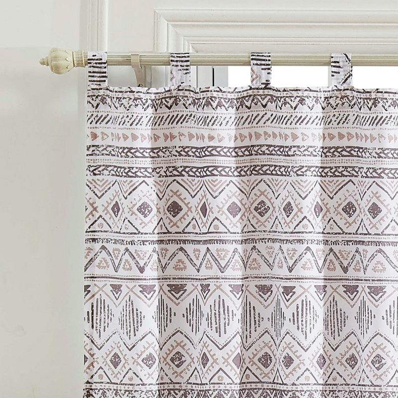 Denmark Geometric Semi-Sheer Tab Top Curtain Panels