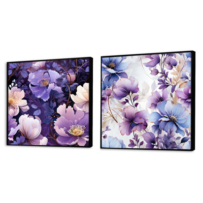 Farah - Ensemble de 2 collages carrés floraux