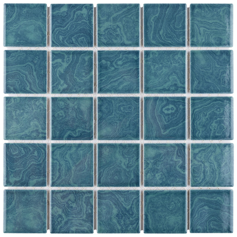 Resort Palm Green 12" x 12" Porcelain Mosaic Tile