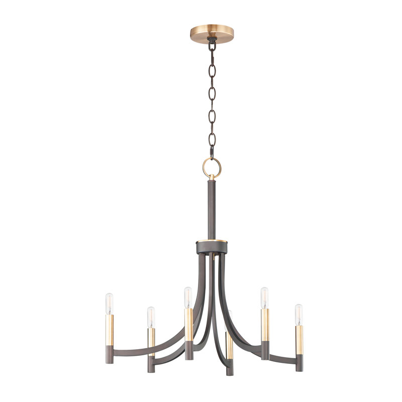 Lustre style chandelier 6 lumières Crumrine, Bronze / laiton antique