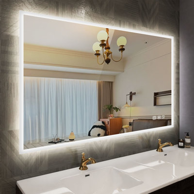 Bideford Lighted Plastic Framed Wall Mounted Bathroom Mirror in White