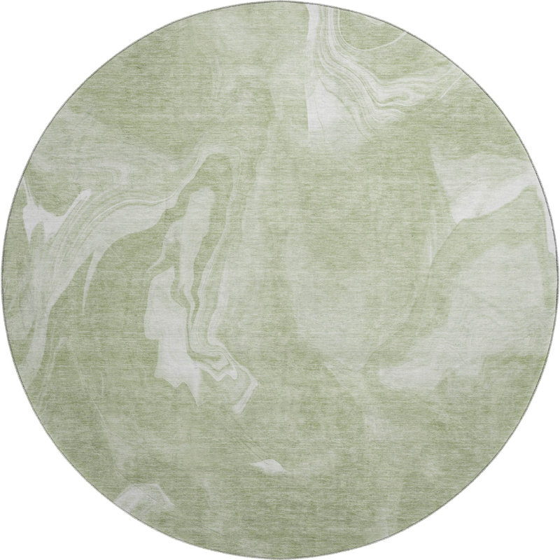 Premium Machine Washable Prisco Aloe Rug, Round 8'