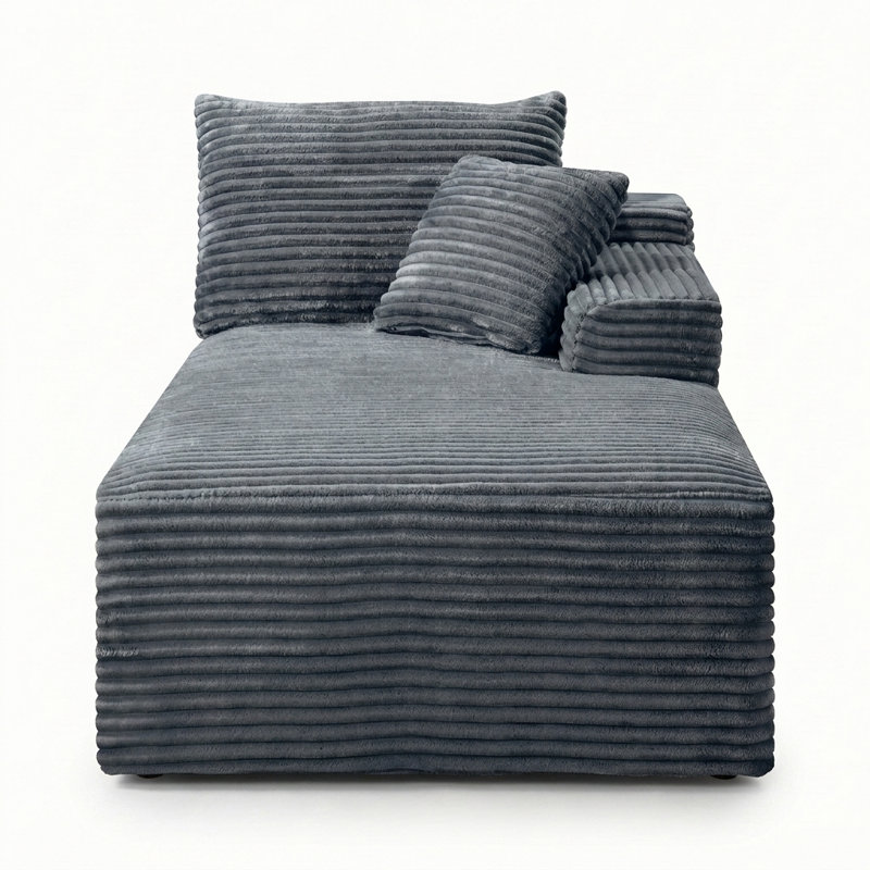 Causeuse sans accoudoirs au sol - Canapé moderne sans pieds, conception modulaire compressée, Gris