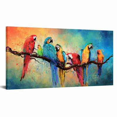 Parrot Canvas Wall Art Colorful Birds Painting Picture Prints Tropical Theme Living Room Kitchen Decorations 24X48inch
