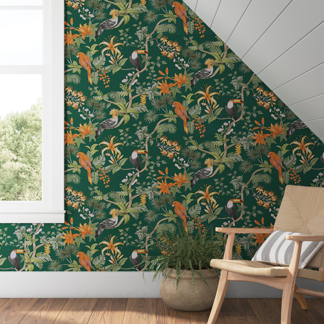 Birds of Paradise Peel and Stick Wallpaper Beachcrest Home™ 