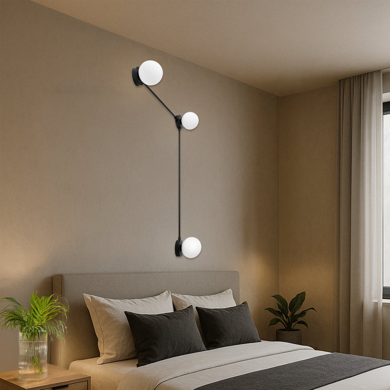 Applique murale en forme de L 3 lumières