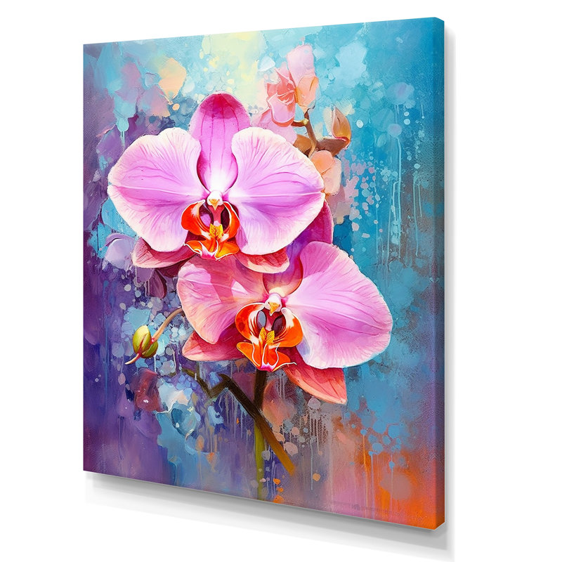 Orchidées bleues abstraites Euphoria, Toile tendue, H 32 po x l 16 po