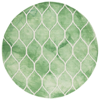 Coleman Hand Tufted Wool/Cotton Geometric Rug in Green/Ivory