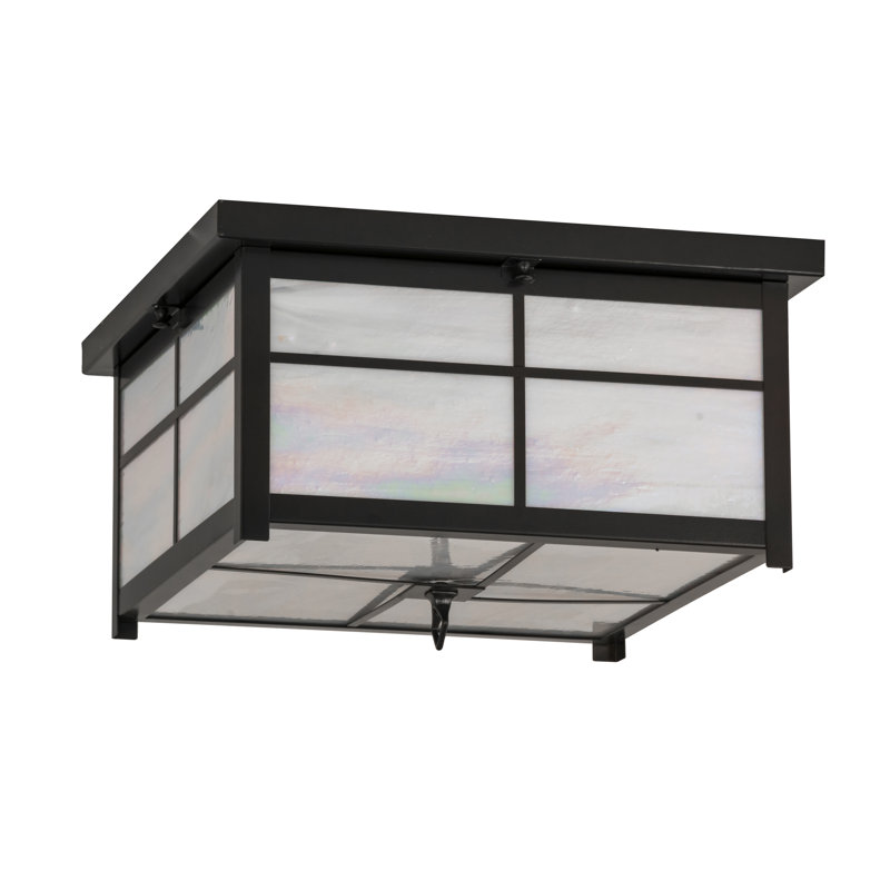 Glass Flush Mount, White Iridescent