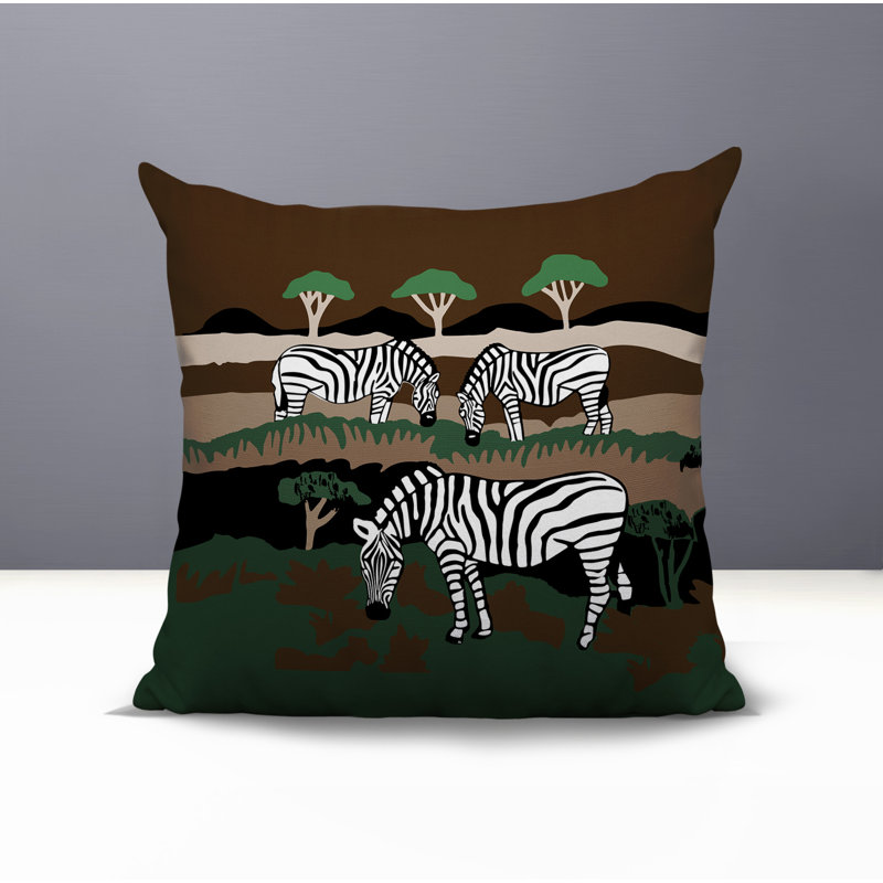 Oreiller carré réversible intérieur / extérieur Gia Zebra, Carré 15 po, Beige