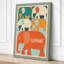 Elephant Study Grid Mid-Century - Wrapped Canvas-632577524-632577531