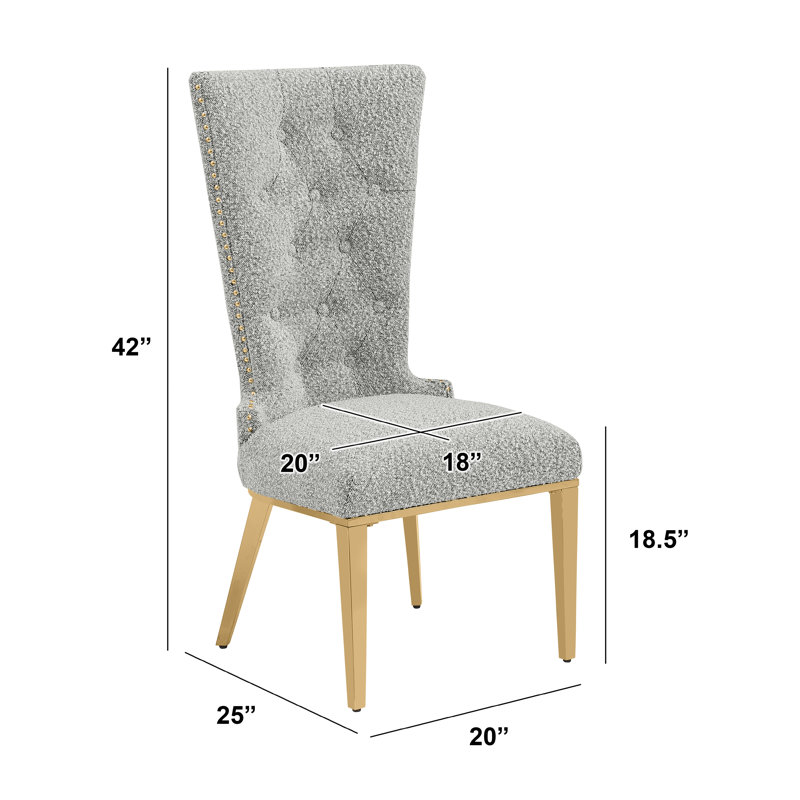 Chaises d'appoint Elegant Boucle, Gris riche, Doré