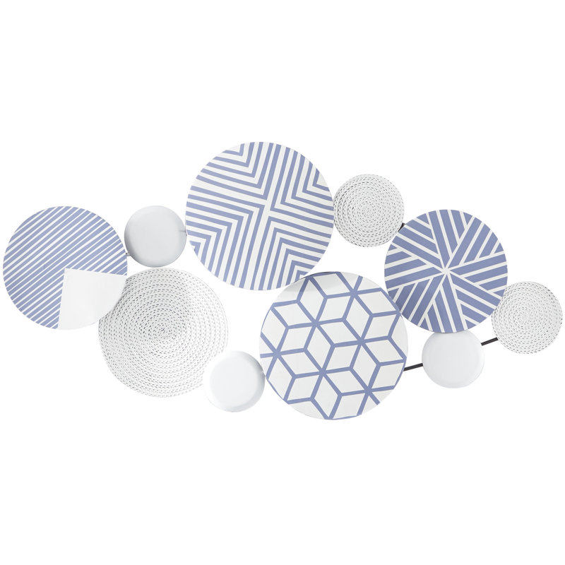 Metal wall plaque with intricate designs, Bleu