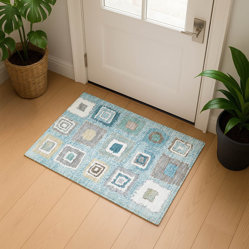 Premium Machine Washable Ariel Geometric Rug, Rectangle 1'8" x 2'6"