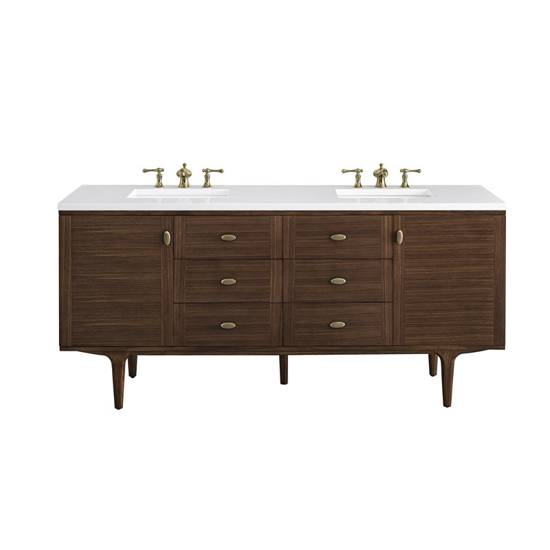 Amberly 72'' W Double Vanity, White Zeus, 8" Widespread