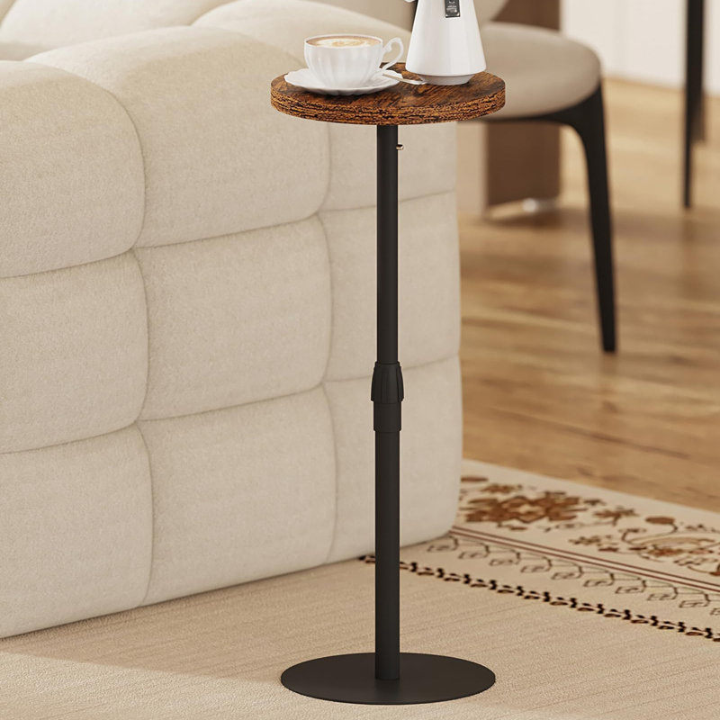 Table basse ronde sur pied de 70 cm de hauteur, petite table basse, Brun, Brun, Brun