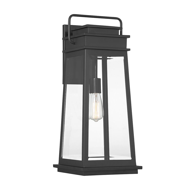Boone 1-Light Outdoor Wall Lantern in Matte Black, 24.75" H x 10.25" W x 11.5" D