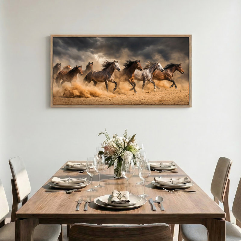 Tableau encadré sur toile « Chevaux au galop », 122 x 61 cm (48 x 24 pouces), 1 pièce, 48 x 24 pouces