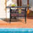 Antigo Outdoor Patio Wicker Bar Counter Table with 2 Steel Shelves and 2 Sets of Rails