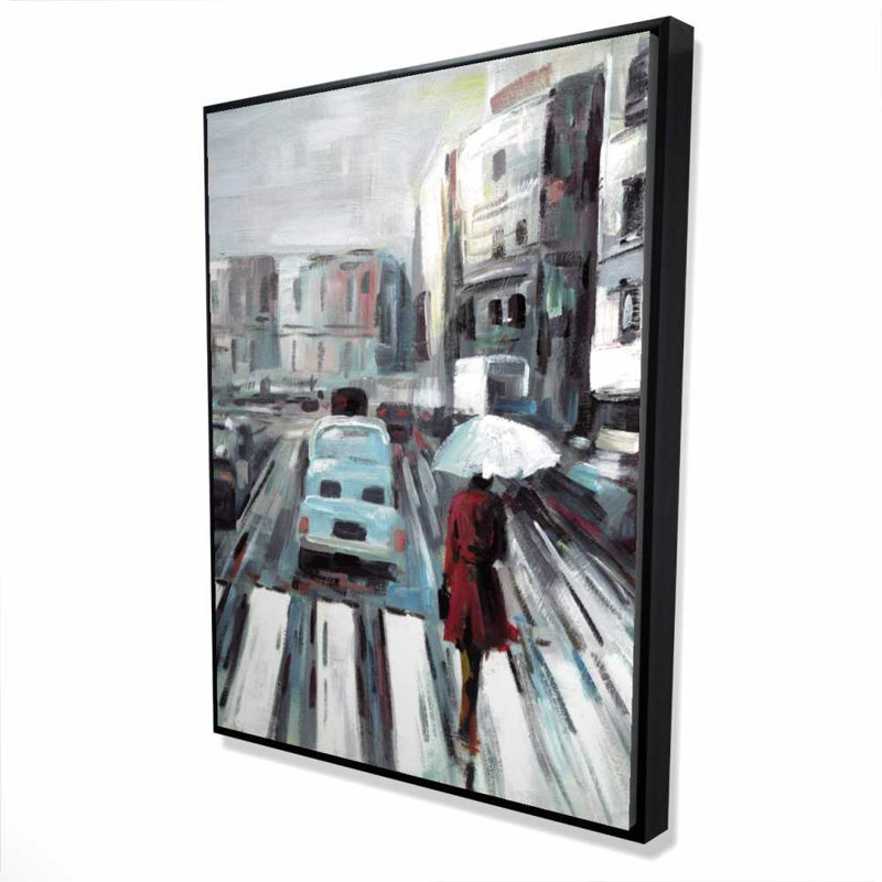 Art abstrait sur toile encadrée, "piéton abstrait"