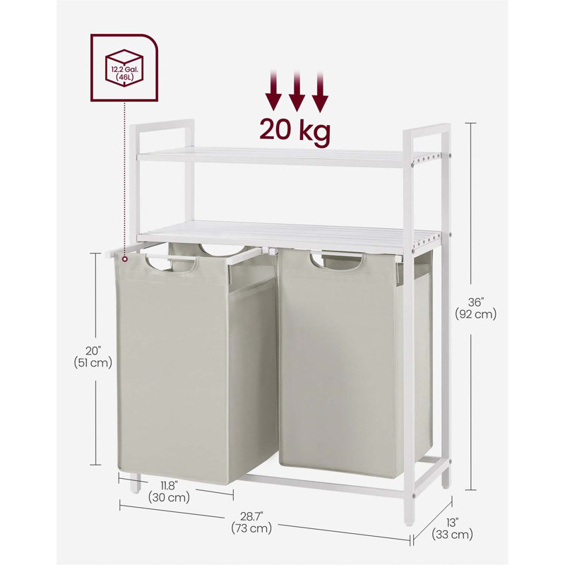 Bhargava Laundry Hamper with Handles, White