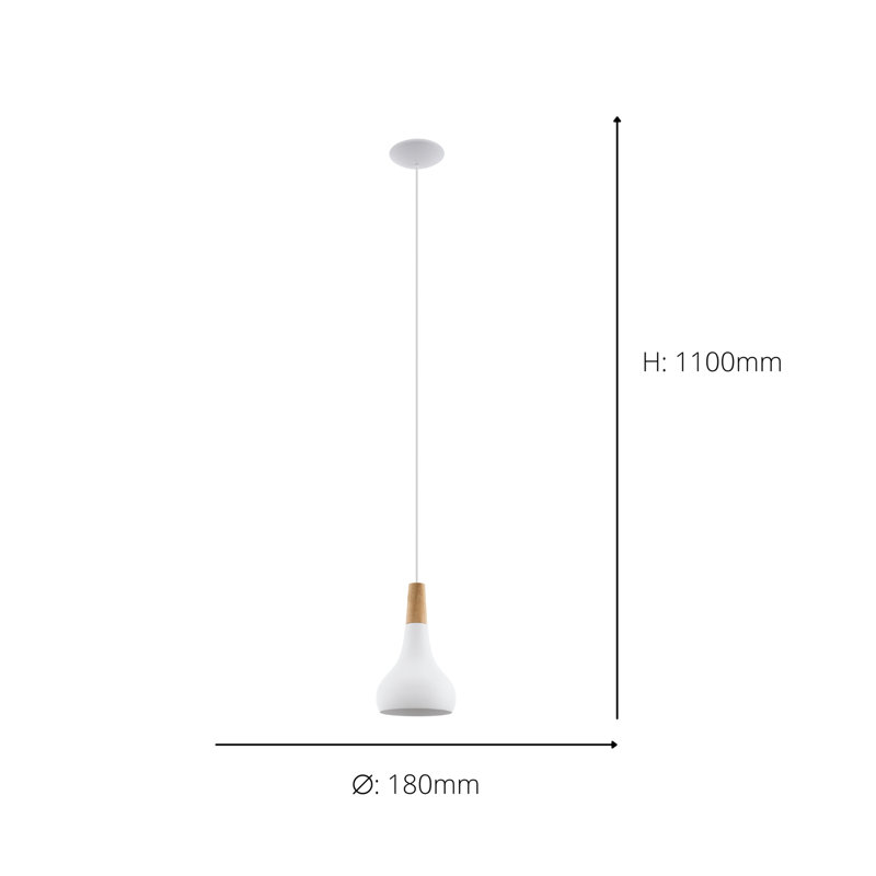 Yonkers 1 - Light Satin Nickel Pendant, 110cm H x 18cm W, White