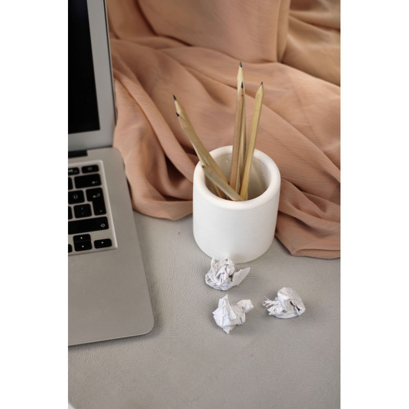 Lyani Concrete Pen Holder, White
