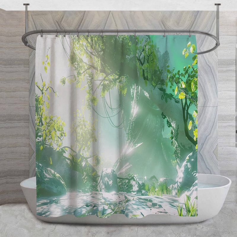 Rideau de douche Sunny Forest - Décoration de salle de bain nature 16599, H 93 po x l 70 po