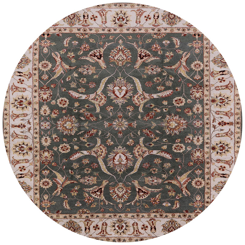 Tapis oriental vert / rouge Lok, Rond 8 pi