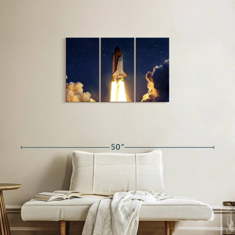 'Rocket Launching Through Clouds, 20" H x 33" W